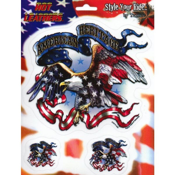 Aufkleber Hot Leathers American Heritage Biker 15,2x20,3 cm Yujean Army Sticker